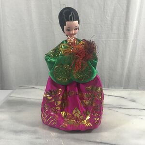 Vintage Korean Hanbok Doll Traditional Dress Souvenir Figurine 10"